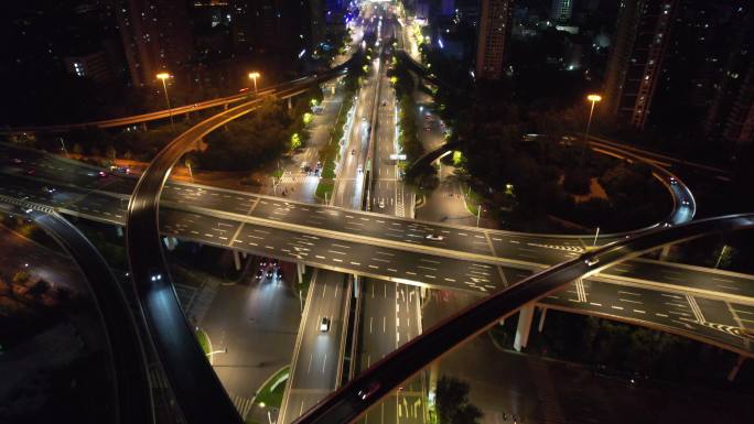 济南经十路城市夜景航拍