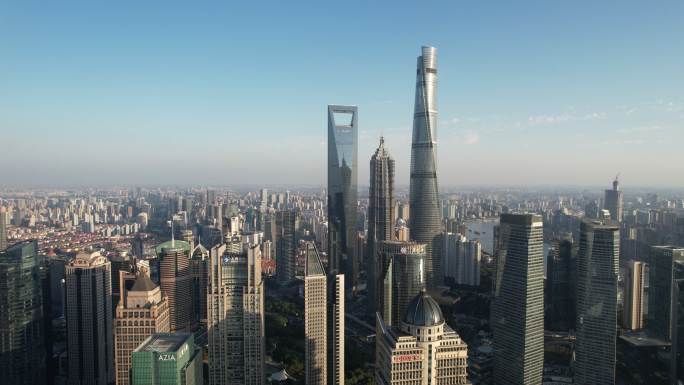 上海天际线鸟瞰图上海市风景市中心航拍空镜