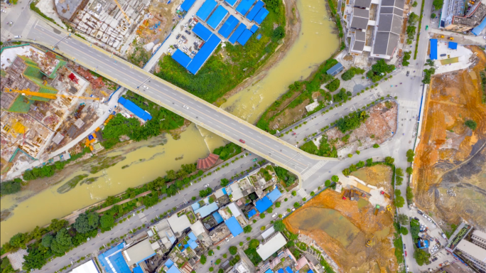 城市发展 延时 桥上行人 航拍桥延时 桥