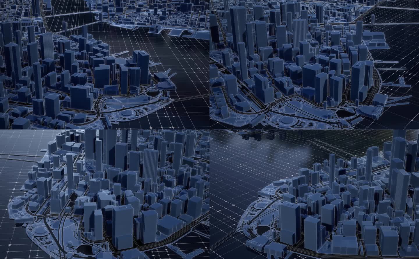 【4k】科技感城市线框4