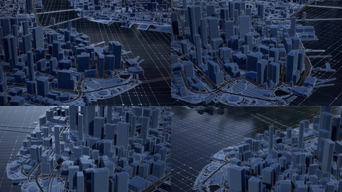 【4k】科技感城市线框4