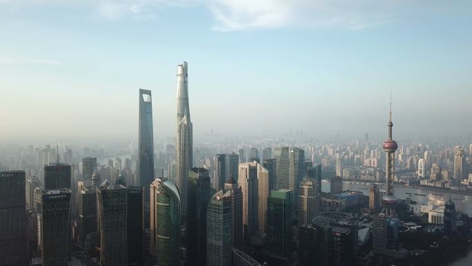 上海天际线鸟瞰图上海高楼大厦外滩陆家嘴