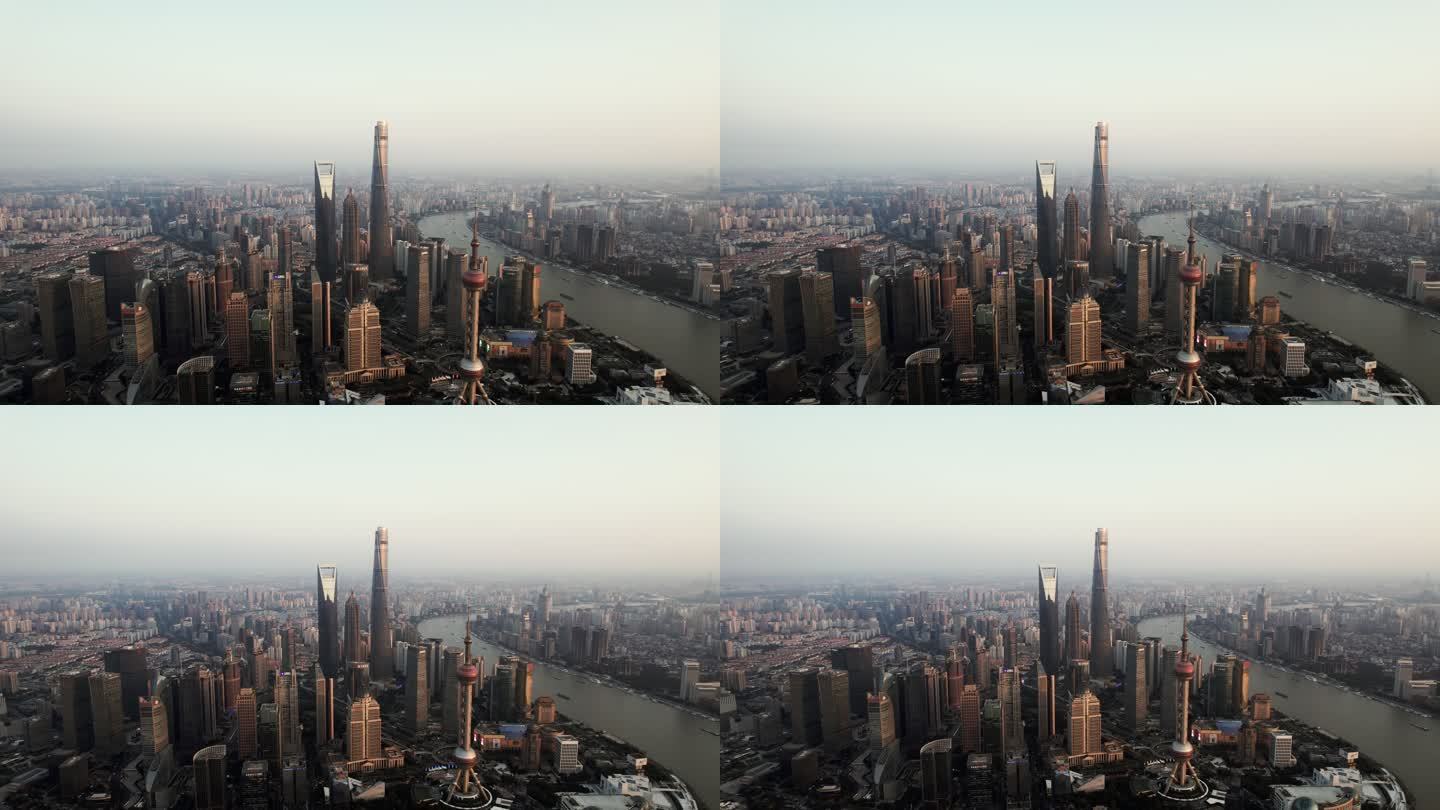 上海天际线鸟瞰图上海天际线高楼大厦东方明