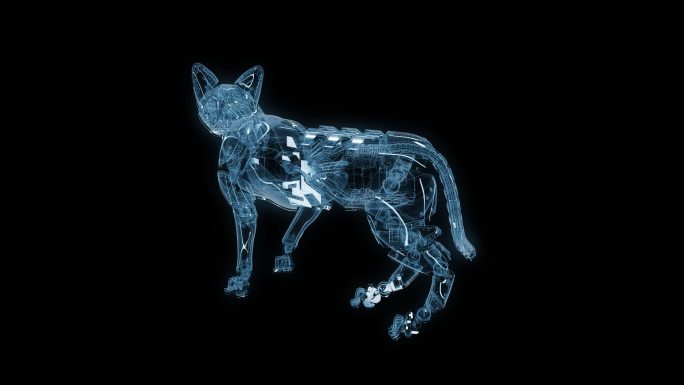 透视全息智能机械猫透明通道素材