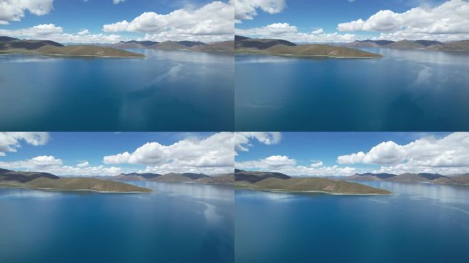 西藏羊湖河流川西风光航拍素材