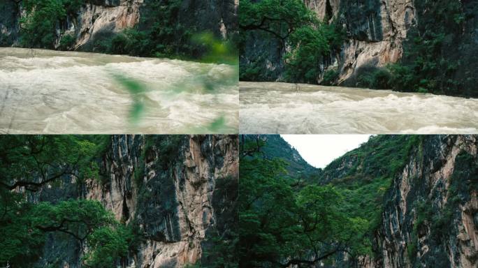 峡谷中奔腾的流水