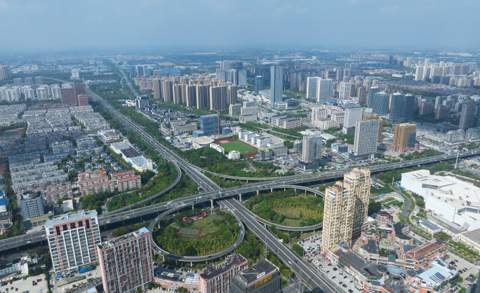 南通市港闸区城市风光航拍延时4K