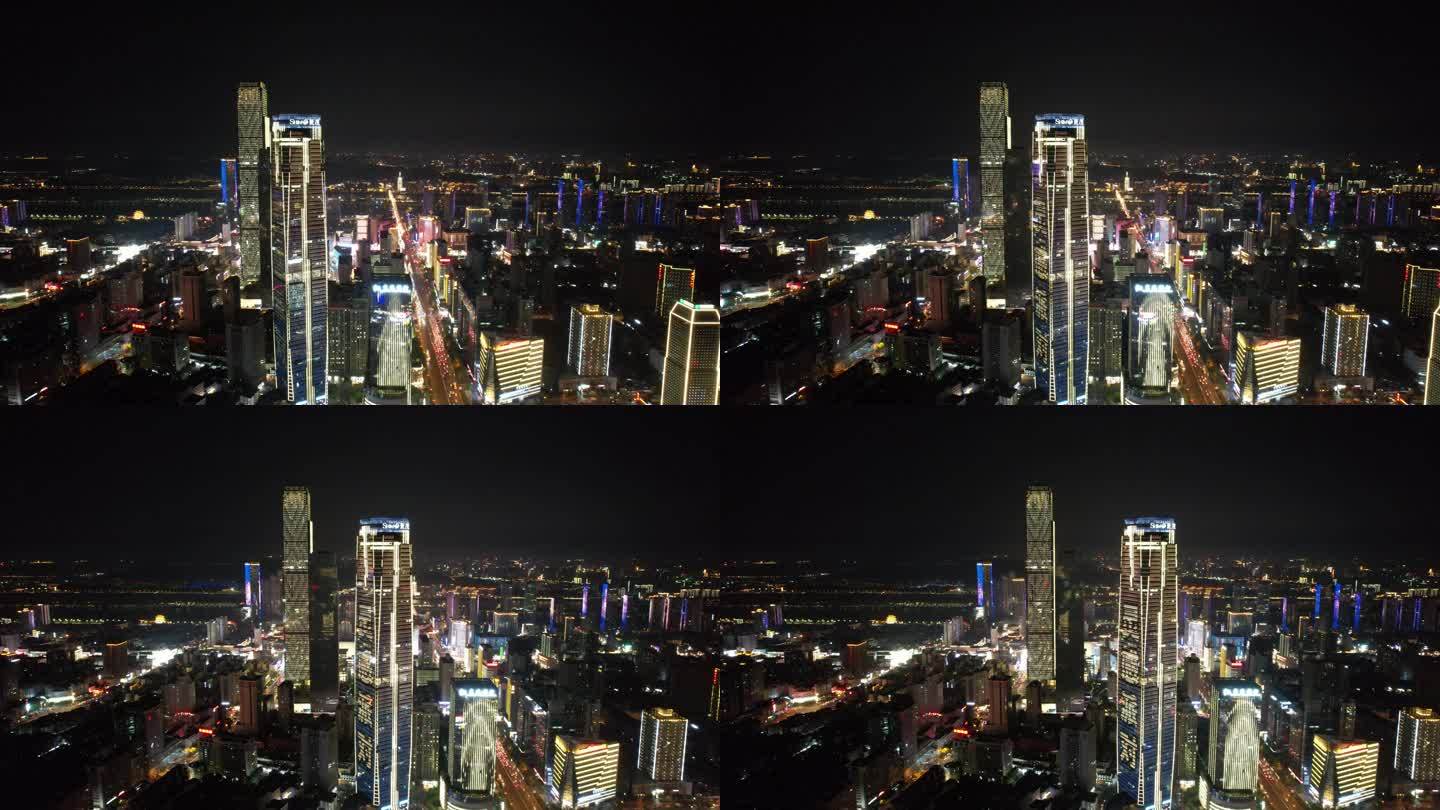 湖南长沙国金中心世贸大厦夜景航拍 (2)