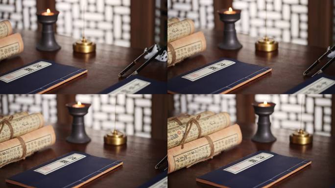 古代文人书房书桌上中国传统文学诗经