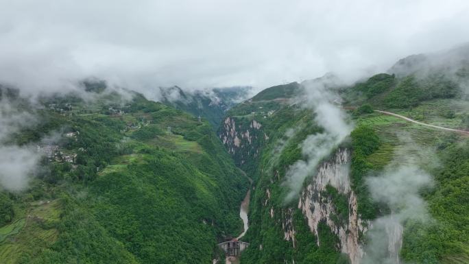 深山峡谷  云雾山中