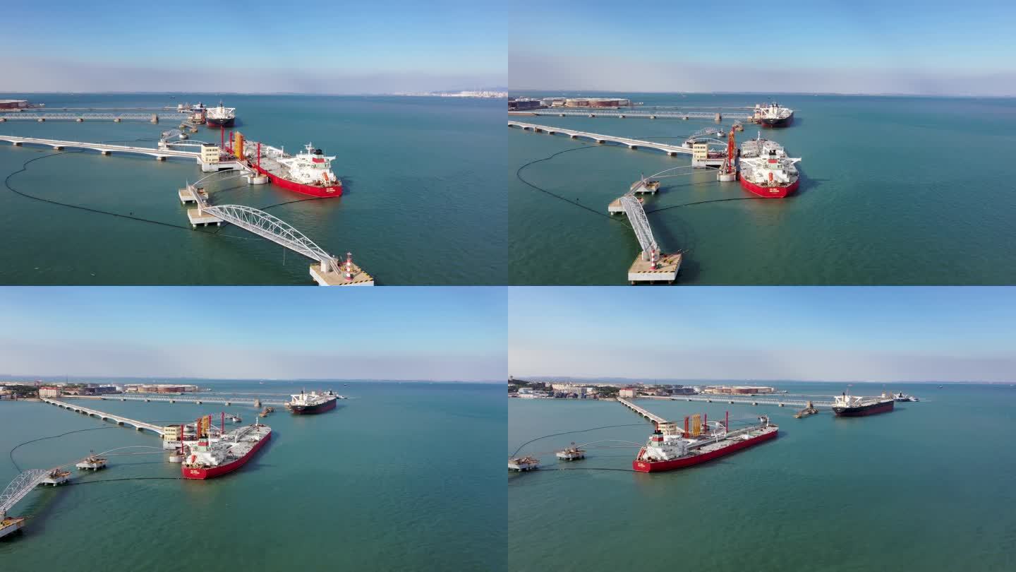 石油码头和万吨油轮