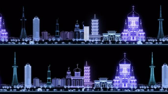 光线绘制哈尔滨城市地标