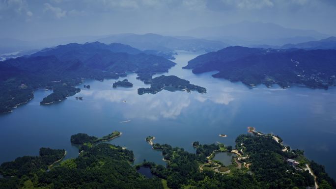 岳阳铁山水库自然风光航拍视频