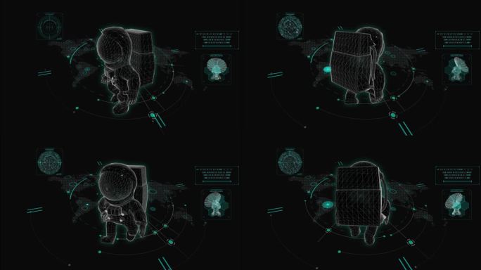 HUD科技界面Q版宇航员走路素材
