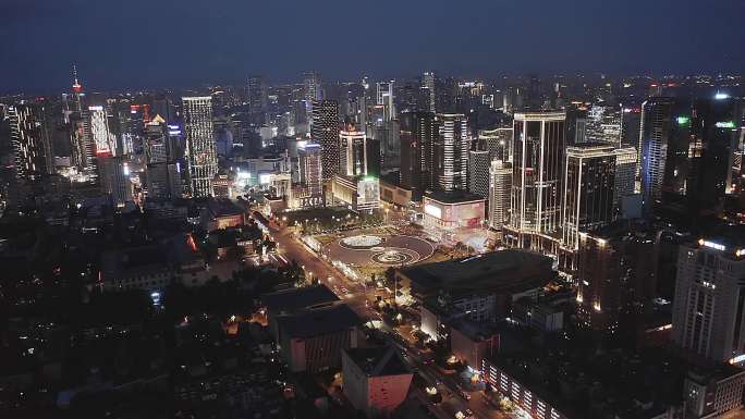 成都天府广场城市夜景4k航拍