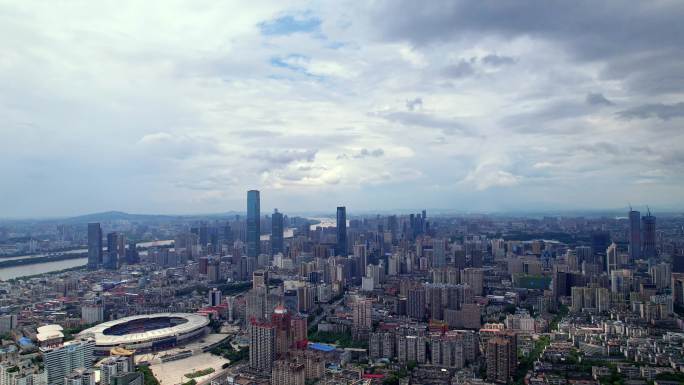 长沙市中心城市风光高楼大厦全景航拍