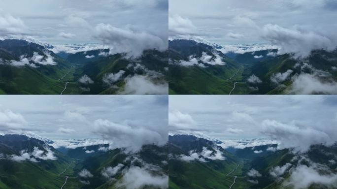 航拍四川阿坝雅克夏雪山云海风光