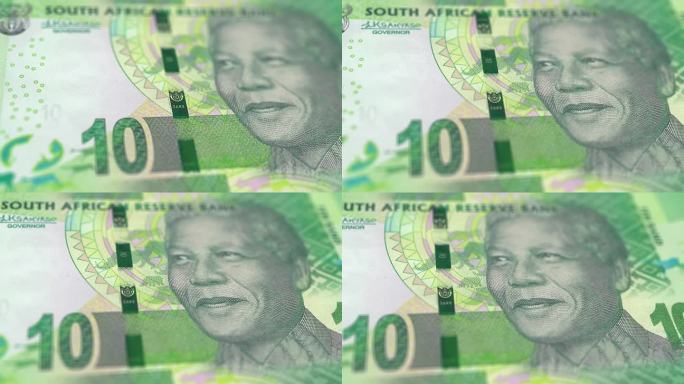 南非10兰特钞票观察和储备侧特写追踪推车拍摄10南非兰特钞当前10兰特纸币4k分辨率股票视频-南非货