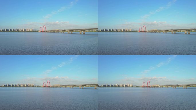 航拍杭州之江大桥 独特视角