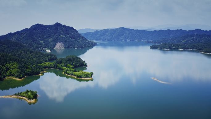 岳阳铁山水库自然风光航拍视频