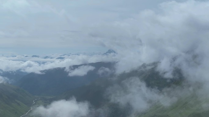 航拍四川阿坝三奥雪山云海风光