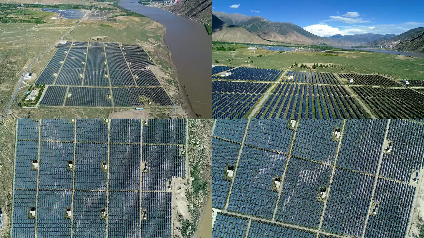 航拍西藏青藏高原地区光伏发电站太阳能6