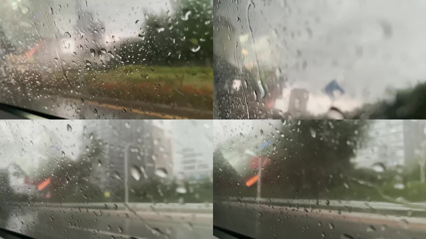 车窗外下雨实拍4K意境视频