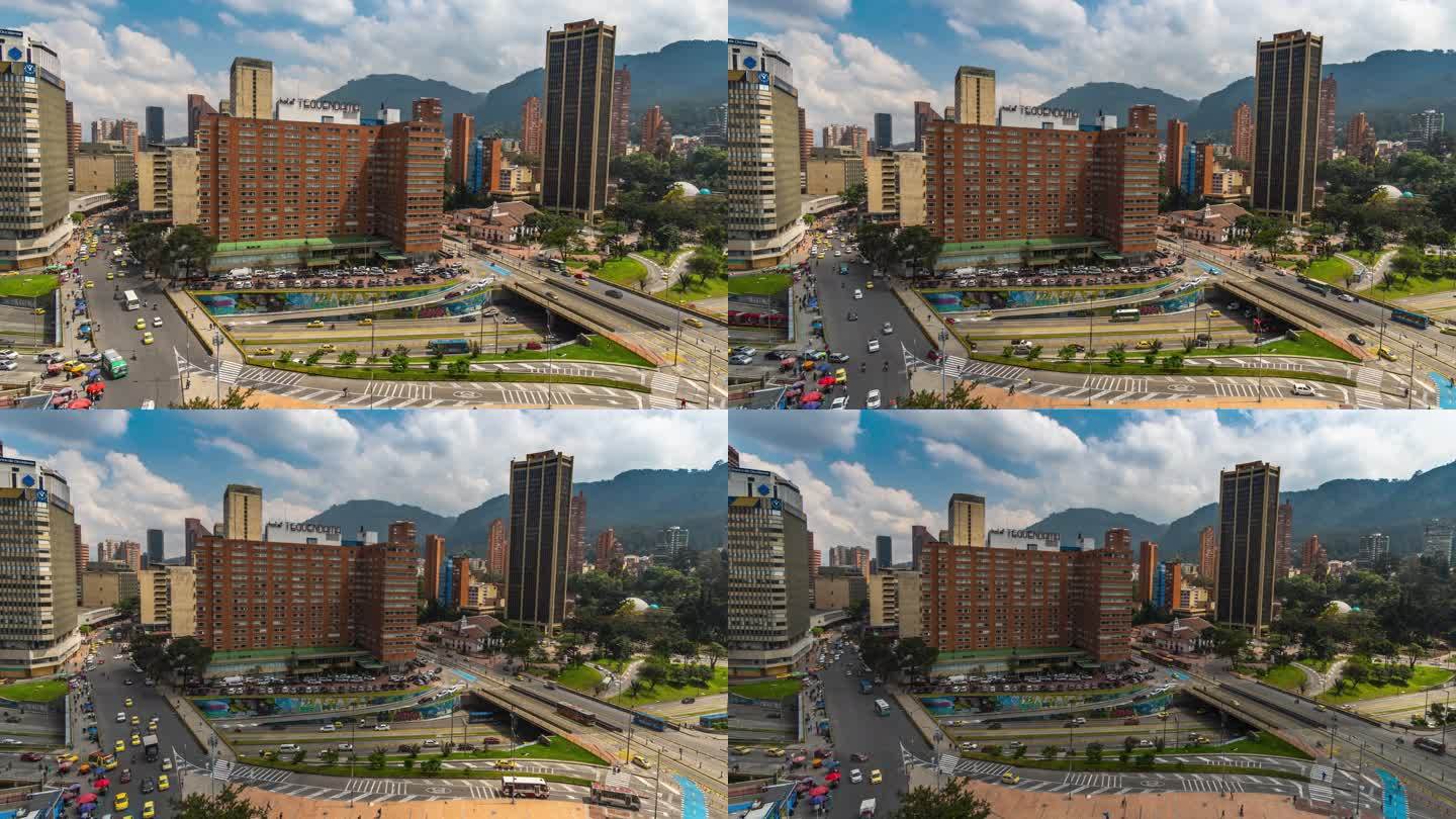 哥伦比亚首都波哥大城市街道全景