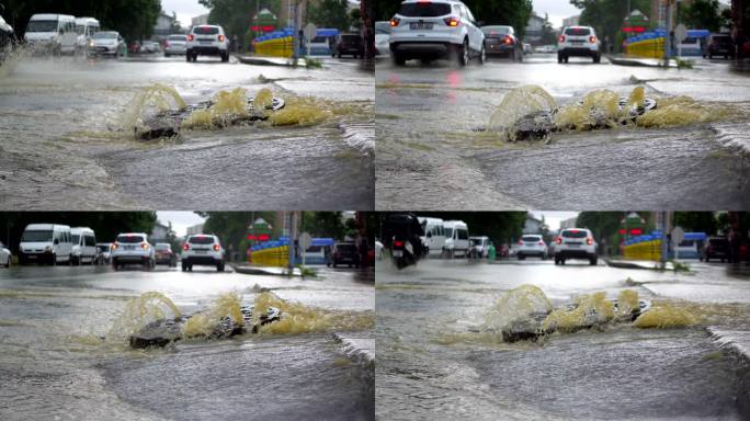 大雨导致污水外溢-城市洪水