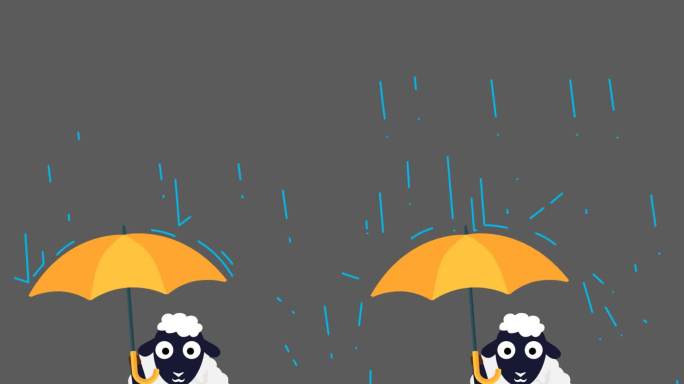 卡通小羊打雨伞-alpha通道