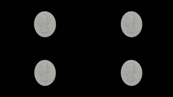 一枚刻着乔治·华盛顿的美国四分之一硬币。