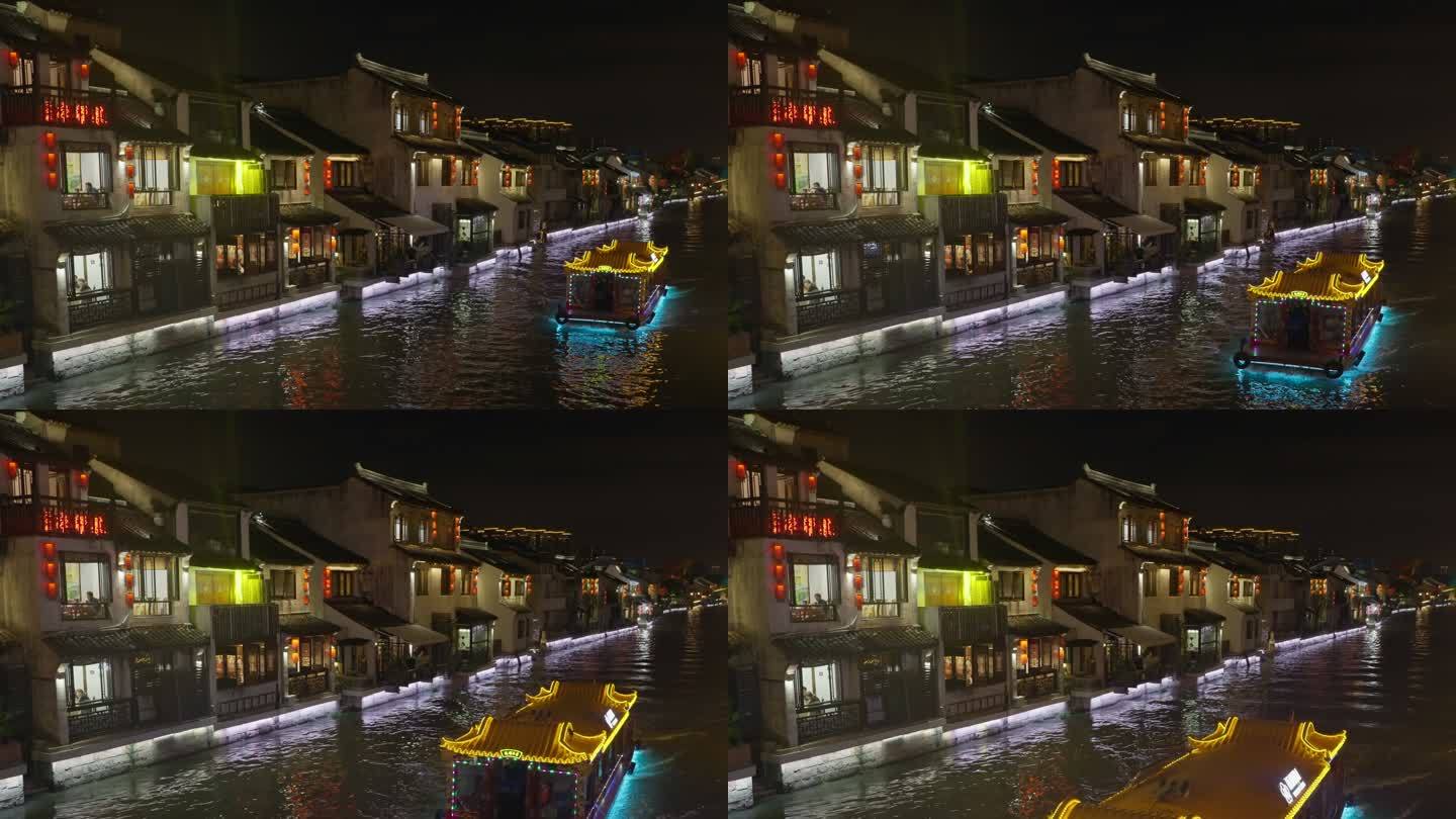 4K实时拍摄，中国江苏无锡南长街夜景。