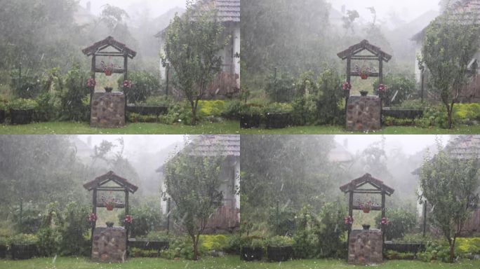 村庄里可怕的暴风雨。