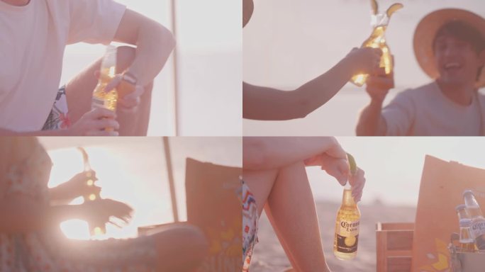 科罗娜啤酒日落黄昏小船海边沙滩