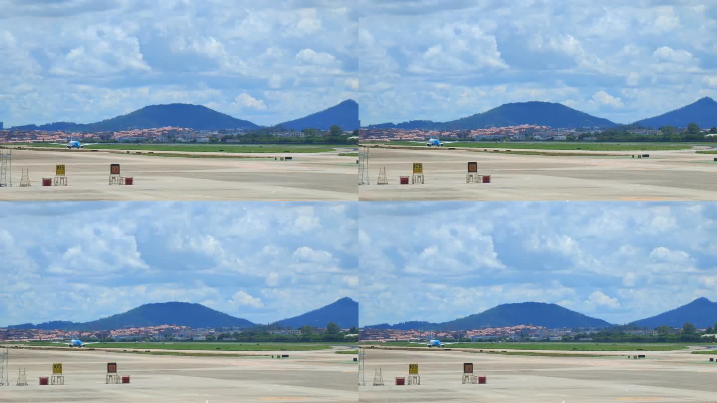 机场跑道上的厦门航空彩绘飞机