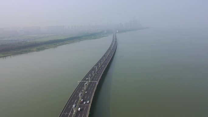 苏州吴江苏州湾大桥日出航拍