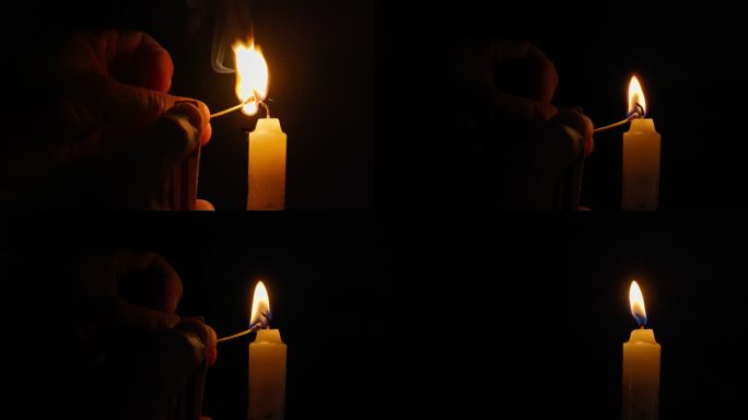 慢动作匹配点燃的蜡烛火焰