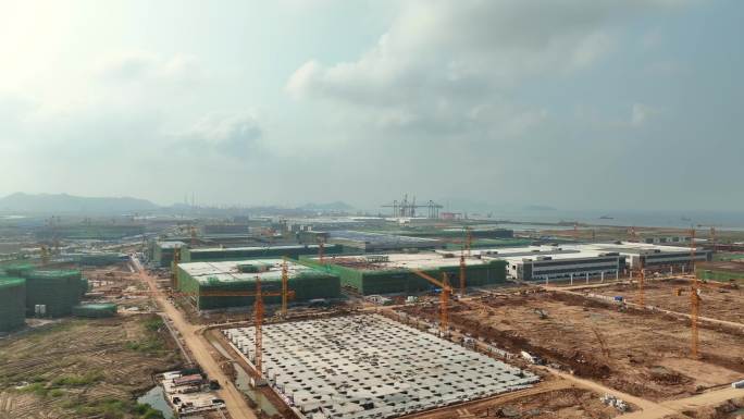 大型建筑工地施工 高栏港装备制造区