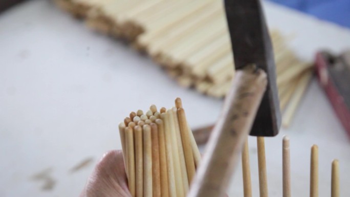 筷子 毛笔  毛笔生产 画笔原木画笔工艺