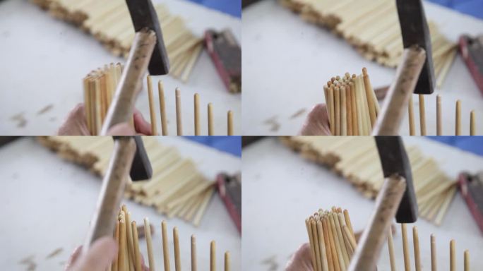 筷子 毛笔  毛笔生产 画笔原木画笔工艺