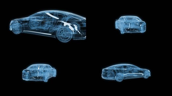 透视全息新能源特斯拉汽车透明通道素材