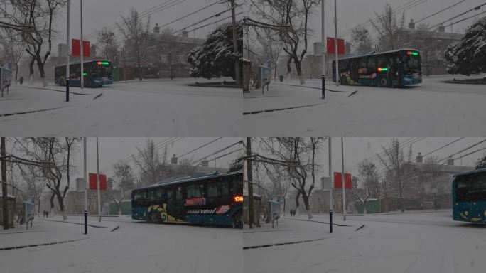 下雪天公交车