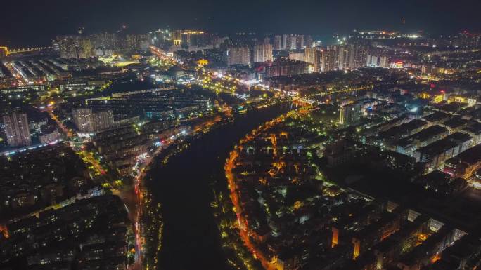 南康蓉江河夜景延时 文化广场市政广场高空