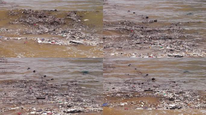 海洋垃圾场塑料污染特写