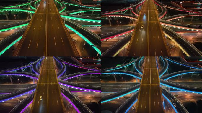 夜景航拍立交桥