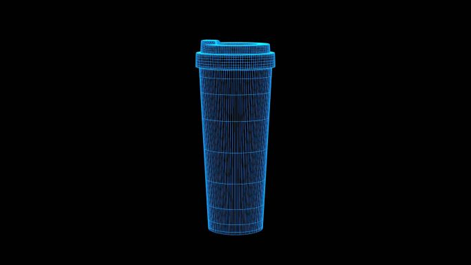 全息科技蓝色线框马克杯动画带通道