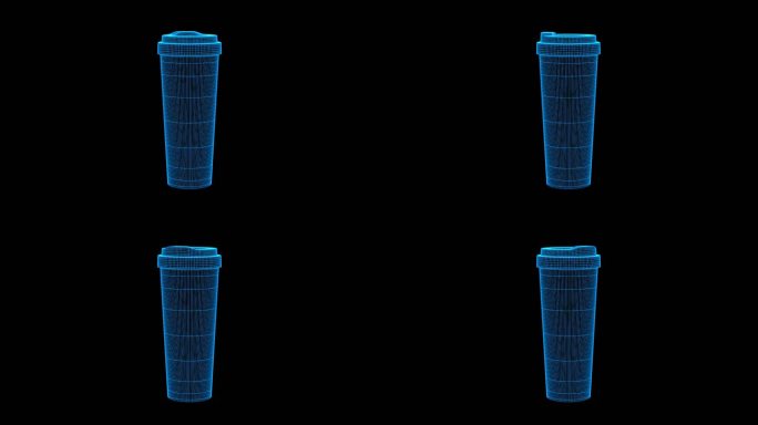 全息科技蓝色线框马克杯动画带通道