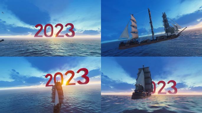 4K古代帆船扬帆起航2023