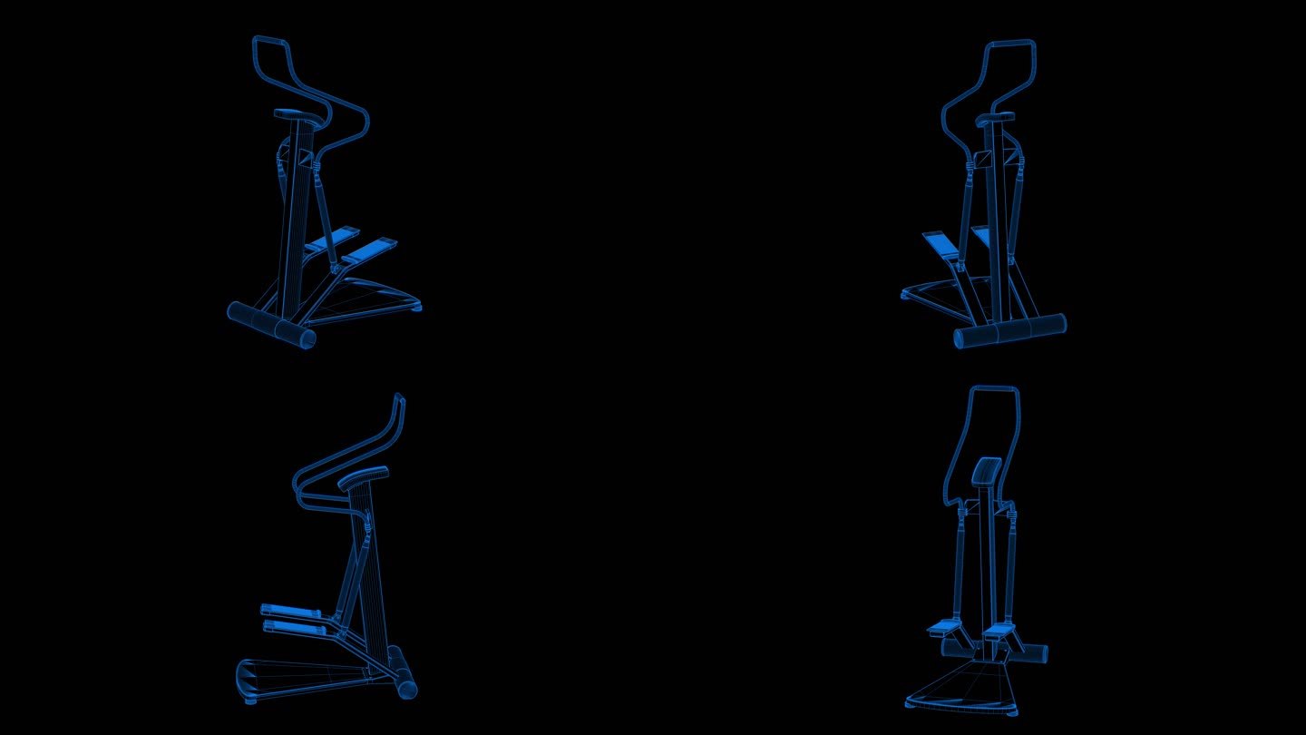 4k蓝色全息科技线框运动健身器材带通道
