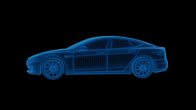 蓝色科技线条新能源特斯拉汽车透明通道素材
